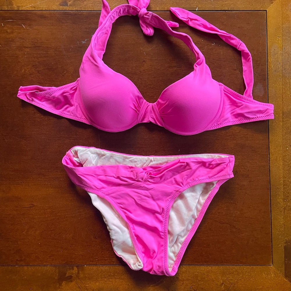 Bright pink bikini